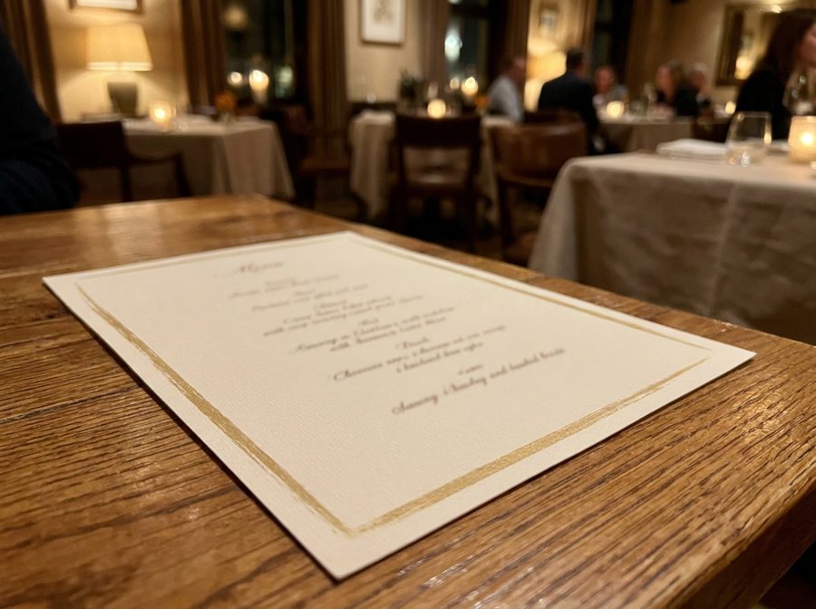 A restaurant menu on a table
